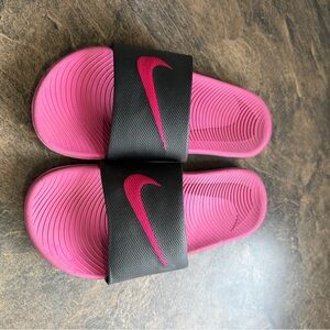 Nike Black and Pink Slides